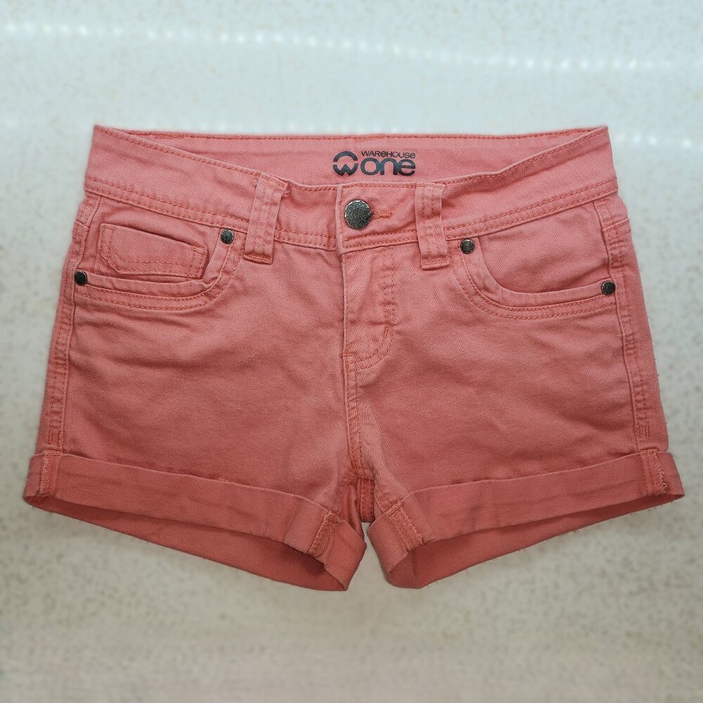 Salmon Coloured Denim Shorts for Ladies